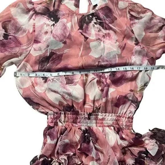 Misa Los Angeles Women's Pink Camila Floral Ruffle Tiered Blouson Dress XS NWT - Picture 3 of 7